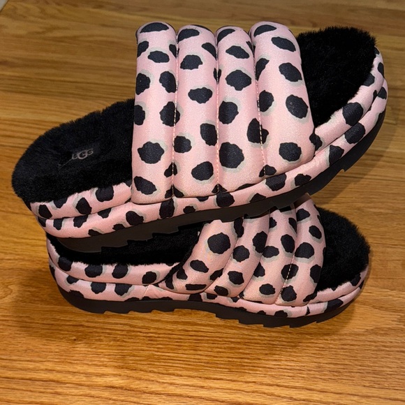 UGG Pink and Black Animal Print Slippers - Picture 3 of 4